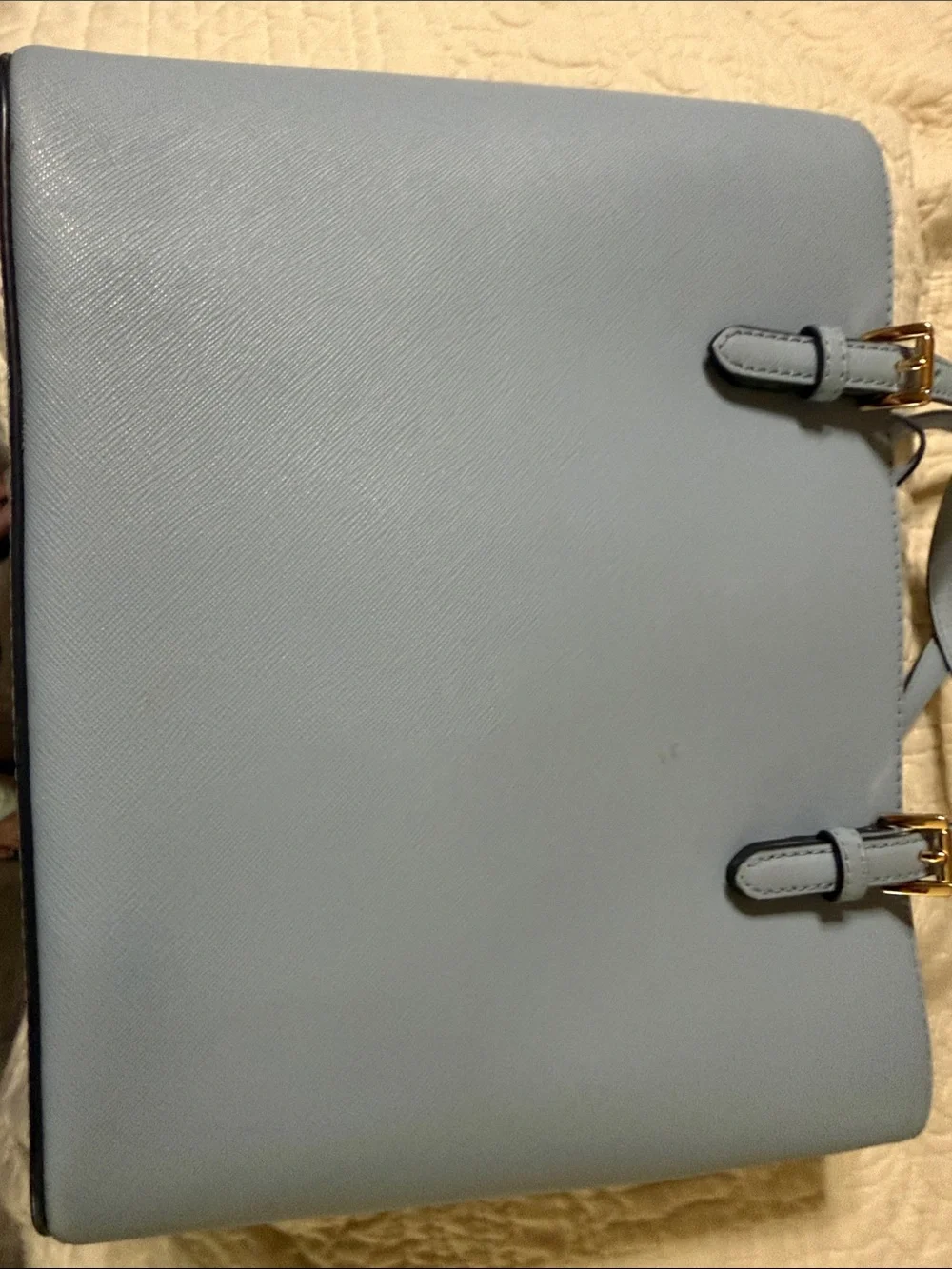 Michael Kors Pale Blue Saffiano Leather Tote with Front Pocket